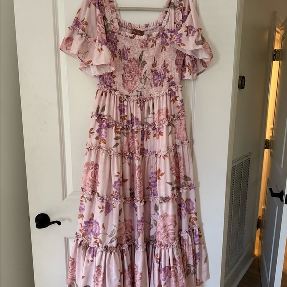 JessaKae Dresses & Skirts - JessaKae Pink Floral Dress with Ruffles
